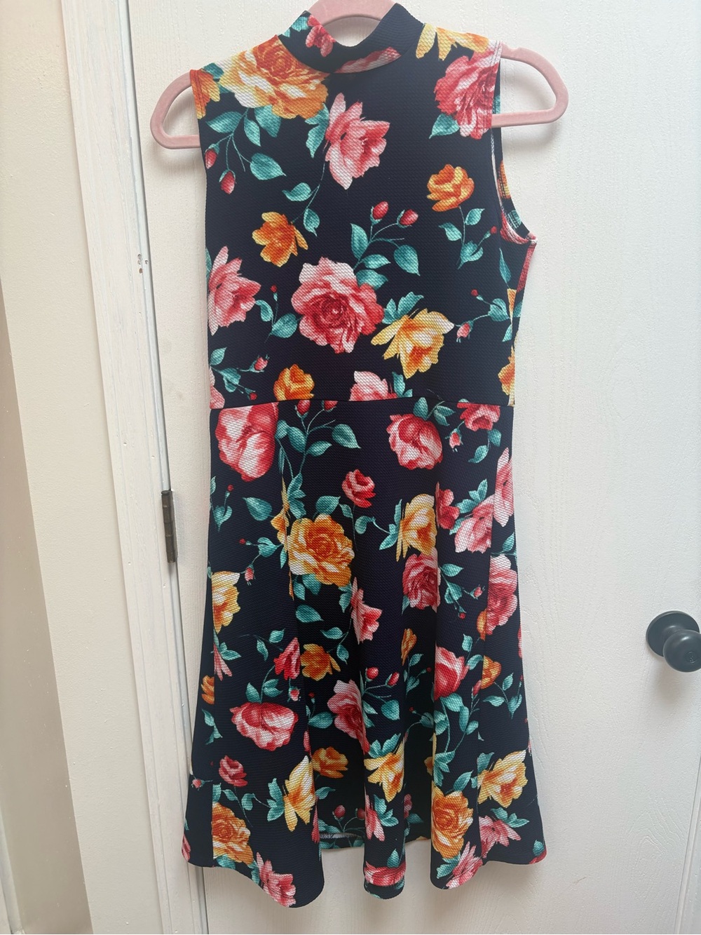 Slinky Brand Floral Dress - Navy with Turquoise, Pink & Yellow Accents